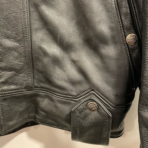 Vintage 80s 90s Harley Davidson Authentic Leather Biker Jacket Embossed Logo - Picture 8 of 16